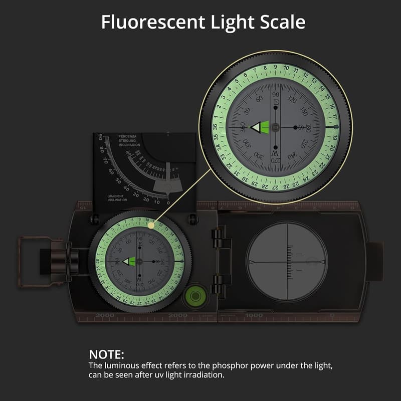 Professional Waterproof Metal Compass with Clinometer for Hiking