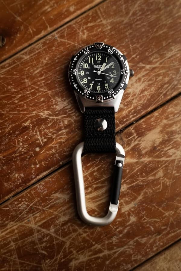 Outdoor Tactical Pocket Watch with Nylon Carabiner Strap for Men