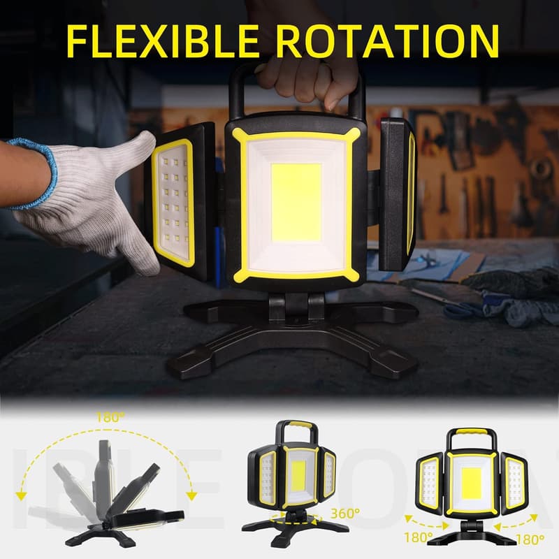 Portable LED Work Light with Magnetic Base & Rechargeable Battery