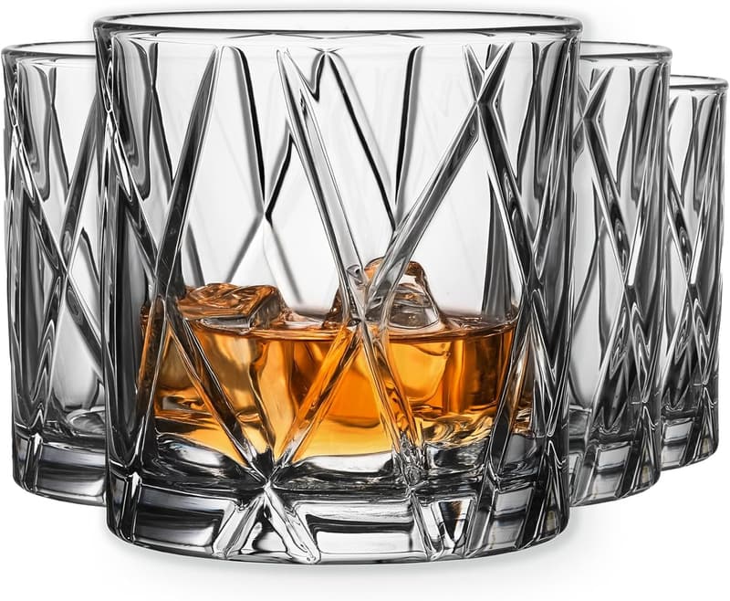 Set of 4 Orrefors Asymmetric Old Fashioned Glasses, 11 Fl. Oz.