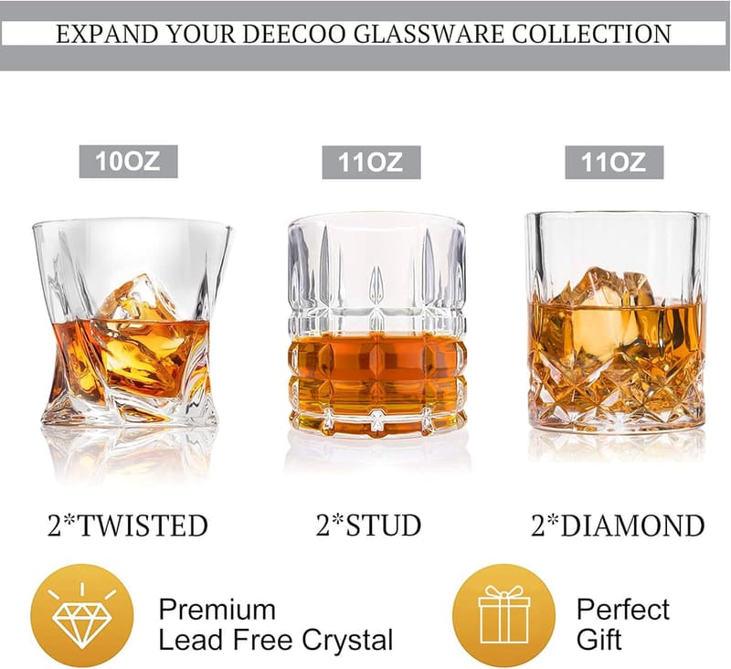 Old Fashioned Whiskey Glasses Set - Premium 10 oz, Set of 6