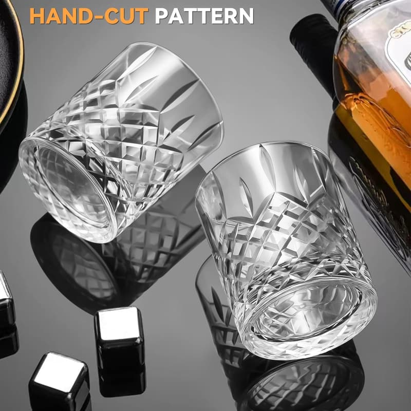 Handmade Whiskey Glass Set (13 oz, Set of 4) - Gift for Bourbon Lovers
