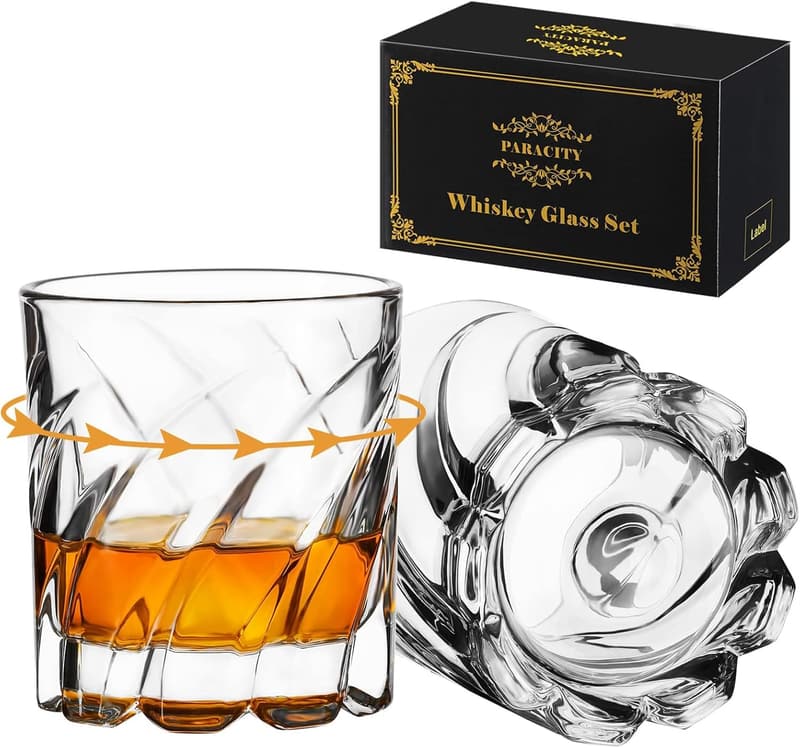 Spinning Whiskey Glasses Set of 2 for Men’s Gifts