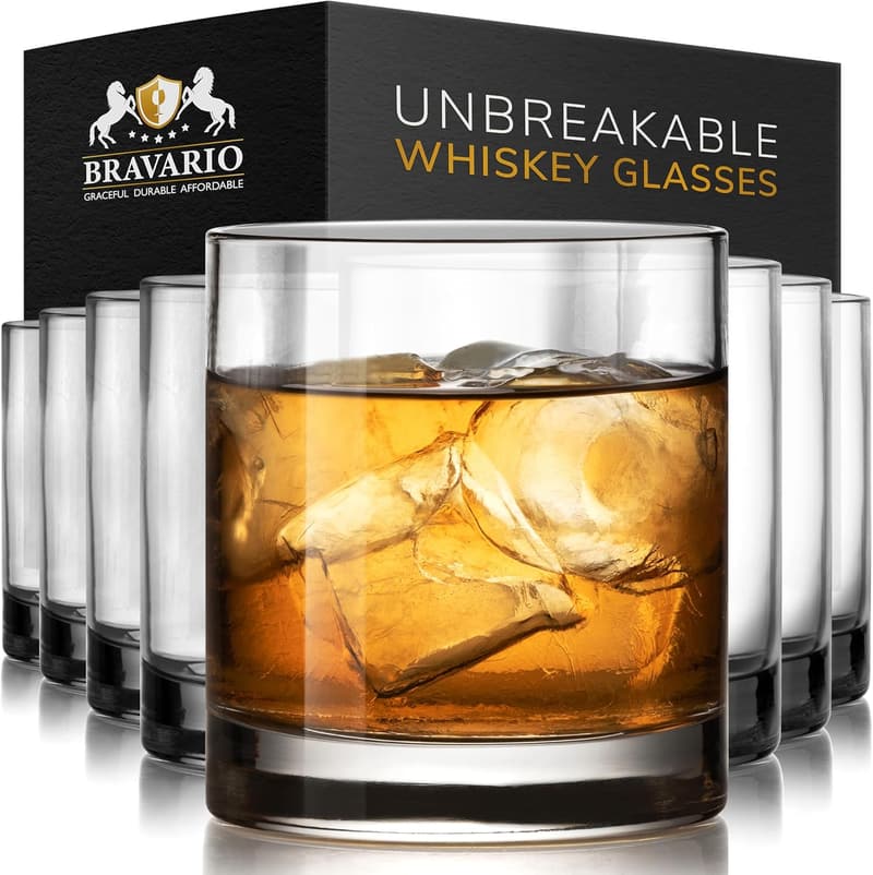 Shatterproof Tritan Plastic Whiskey Glasses, Set of 8