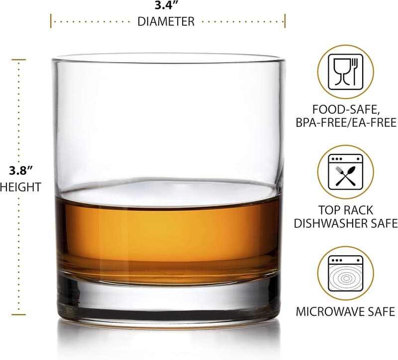 Shatterproof Tritan Plastic Whiskey Glasses, Set of 8