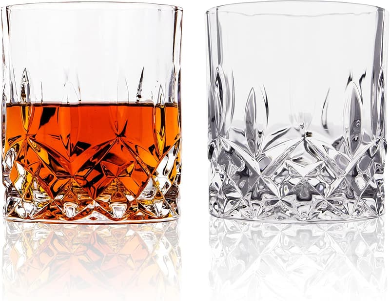 Crystal Old Fashioned Glasses Set of 2 - 10oz Lead-Free Tumbler