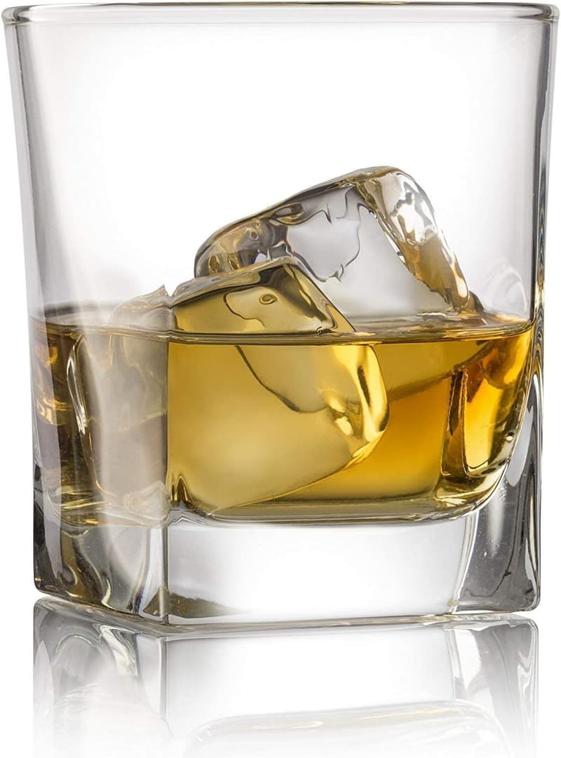 Set of 4 Heavy Base Whiskey Glasses with Granite Chilling Stones