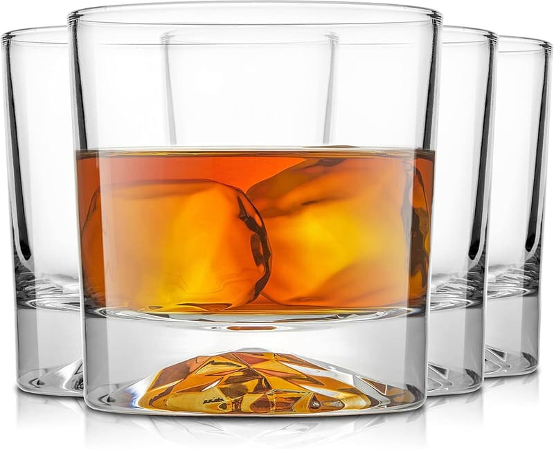 Set of 4 Crystal Old Fashioned Whiskey Glasses - 10oz