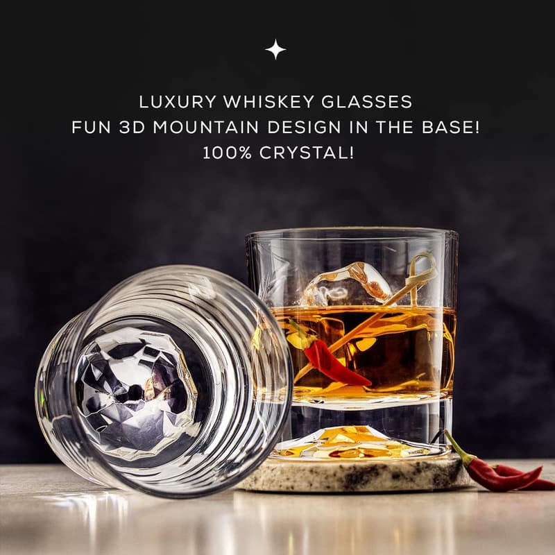 Set of 4 Crystal Old Fashioned Whiskey Glasses - 10oz