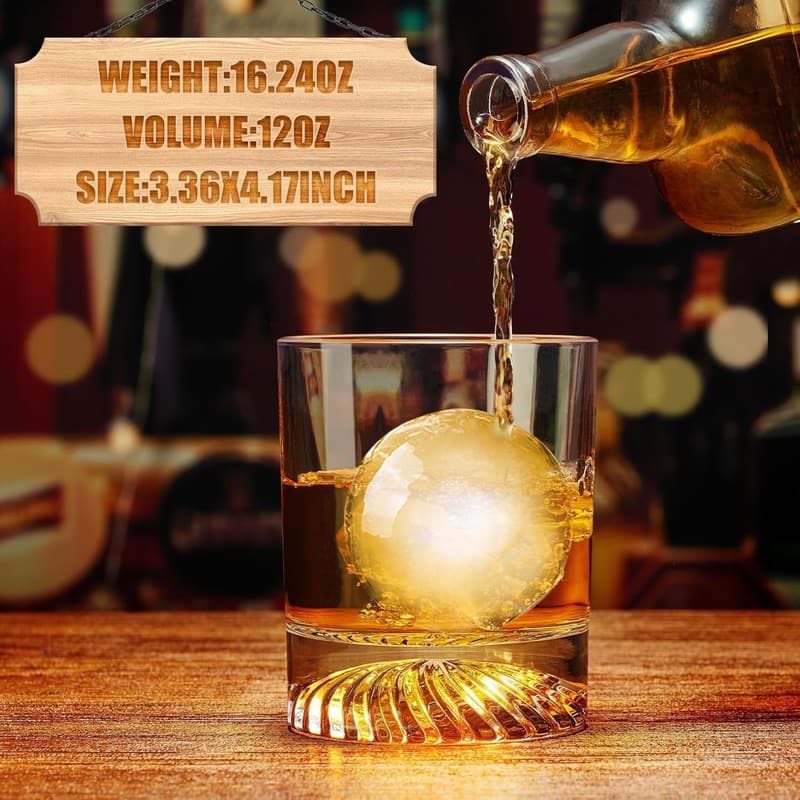 Set of 6 Hand Blown 12 oz Crystal Whiskey Glasses for Men