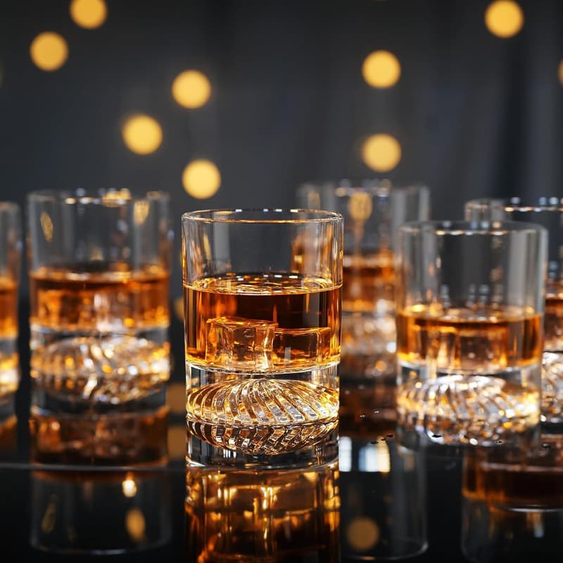 Set of 6 Hand Blown 12 oz Crystal Whiskey Glasses for Men