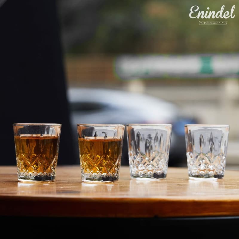 Set of 6 Clear Carved Pattern Shot Glasses - 1.7 OZ