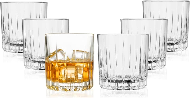 Old Fashioned Whiskey Glass Set of 6 - 12oz Tumblers for Cocktails