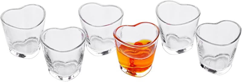 Heart-Shaped 1.5oz Shot Glasses Set of 6
