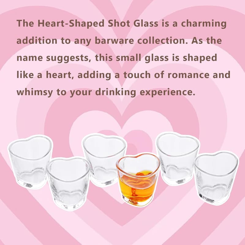 Heart-Shaped 1.5oz Shot Glasses Set of 6