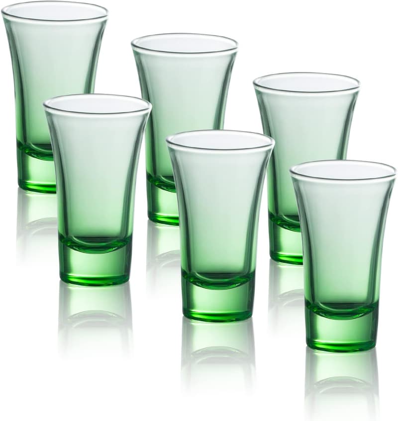 Ombre Green Shot Glass Set - 6 Colored 2 oz Glasses