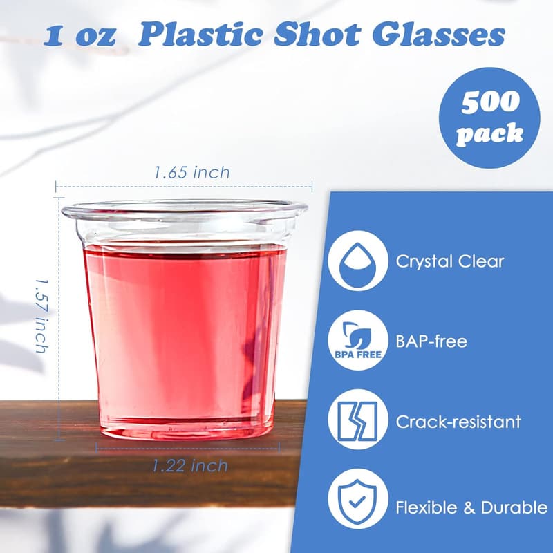 500-Pack 1 oz Clear Disposable Shot Glasses for Parties