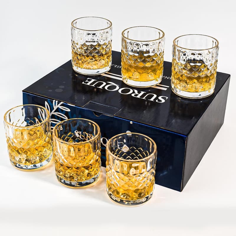 Whiskey Glasses Set of 6 - 11oz Cocktails for Dads & Friends