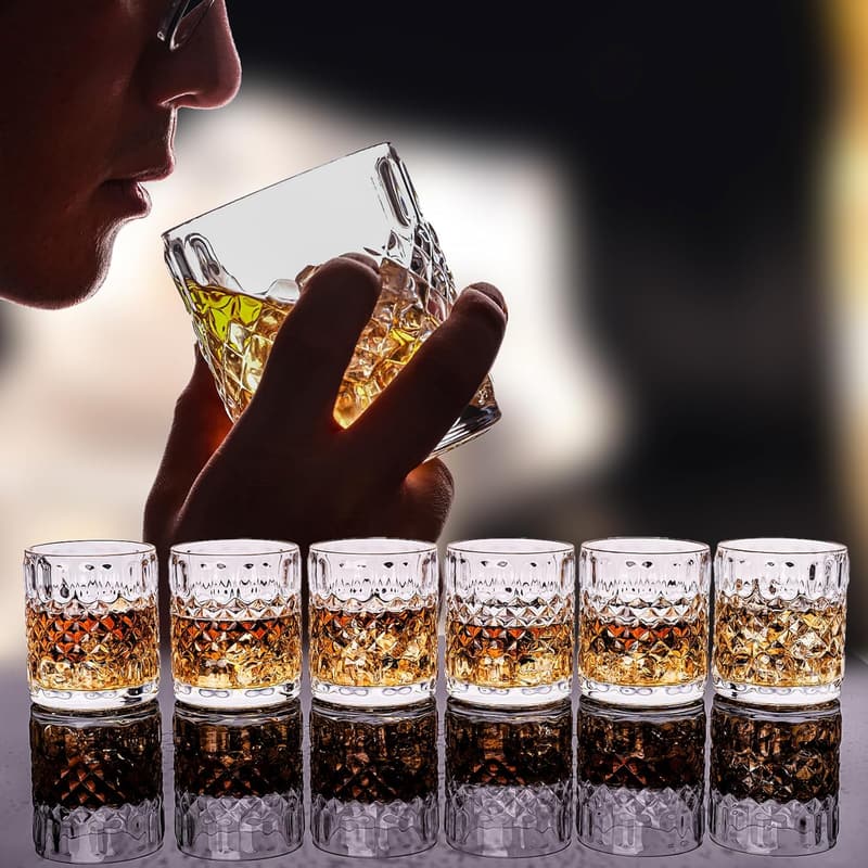Whiskey Glasses Set of 6 - 11oz Cocktails for Dads & Friends