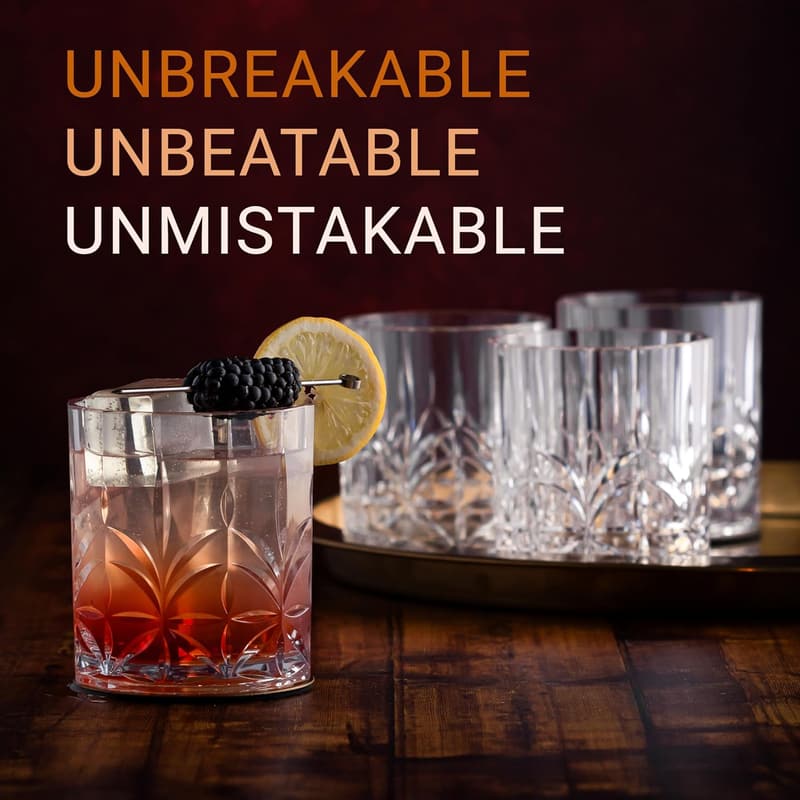 Shatterproof Tritan Whiskey Glasses Set of 4 - 13 オズ