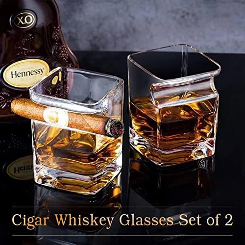 Old Fashioned Whiskey Glass Set with Integrated Cigar Tray