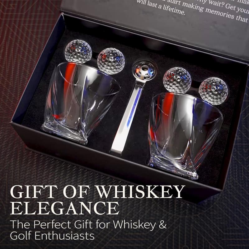 Premium 2-Piece Whiskey Glass Set with 4 Whiskey Stones