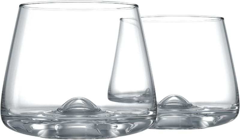 Hand Blown 14 oz Crystal Whiskey Glasses Set of 2