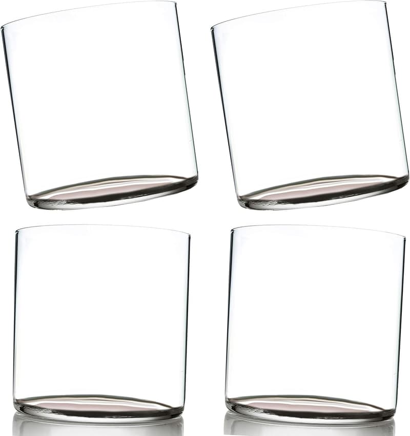 Minimalist 12 oz Double Old Fashioned Whiskey Glasses (Set of 4)