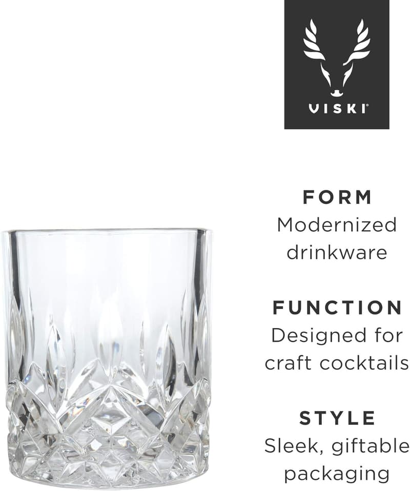 Premium Crystal Whiskey Tumbler Set of 2 - 9 Oz Lowball Glasses