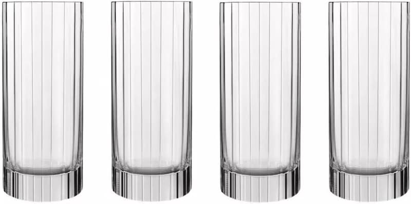 Bach Ribbed Highball Glass Set - 16.5 Oz, Set of 4, Made in Italy