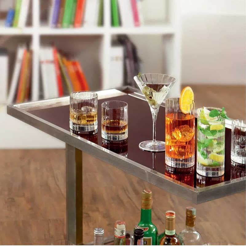 Bach Ribbed Highball Glass Set - 16.5 Oz, Set of 4, Made in Italy