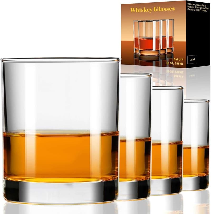 Whiskey Glass Set of 2 - 10 oz Rocks Glasses for Men