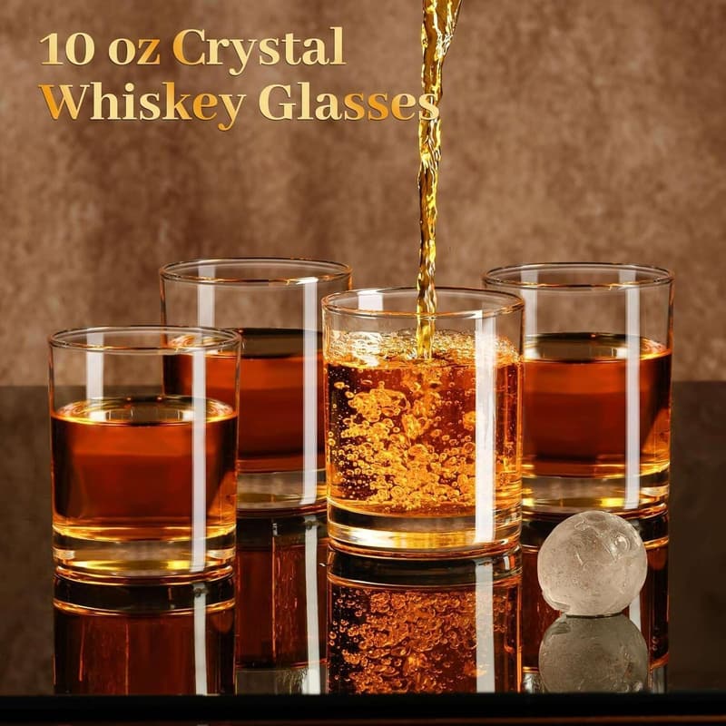 Whiskey Glass Set of 2 - 10 oz Rocks Glasses for Men