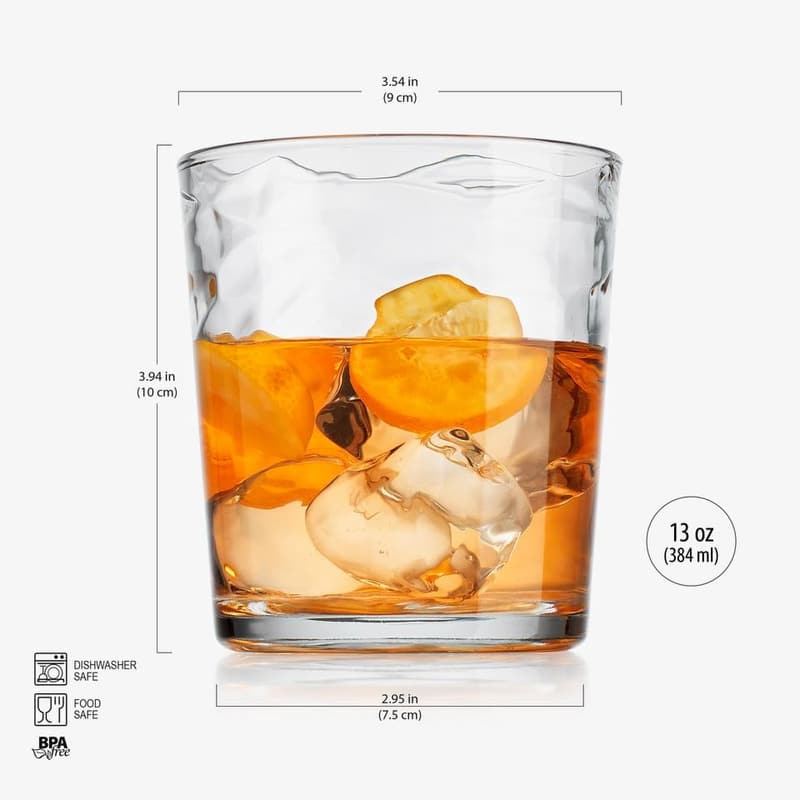 13 oz Old Fashioned Whiskey Glass Set for Cocktails - Set of 4