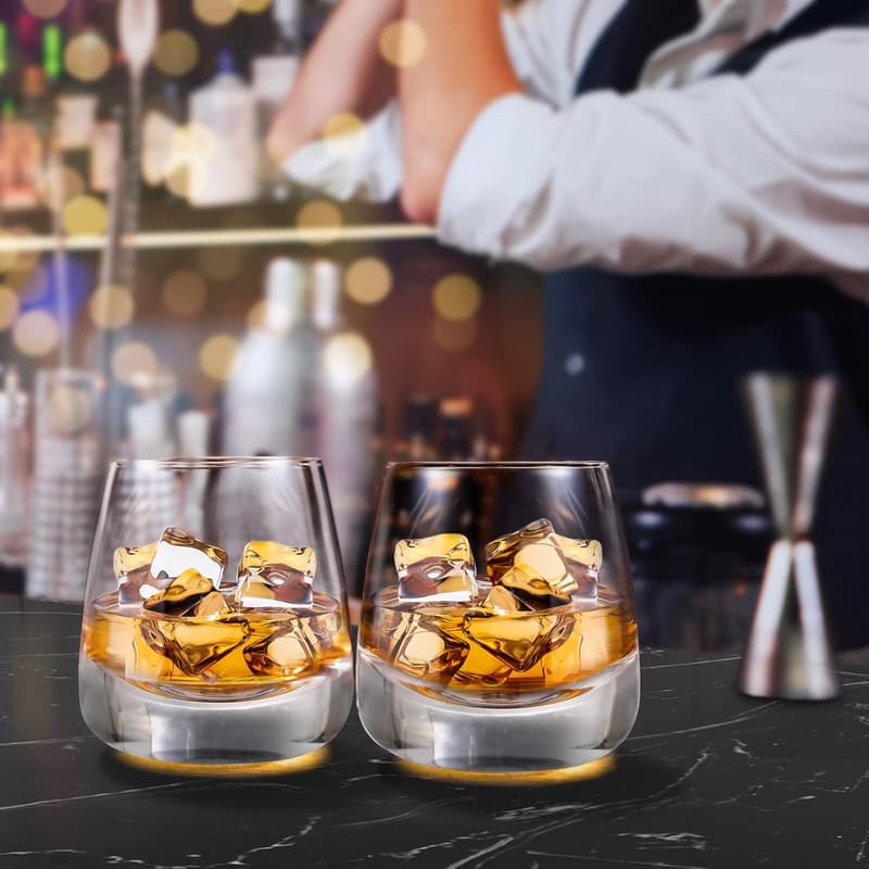 Premium Hand Blown Crystal Whiskey Glasses - Set of 4