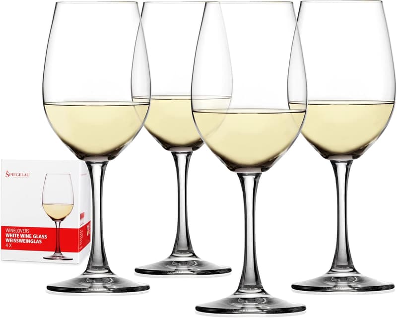 European-Made Lead-Free Crystal White Wine Glass Set of 4