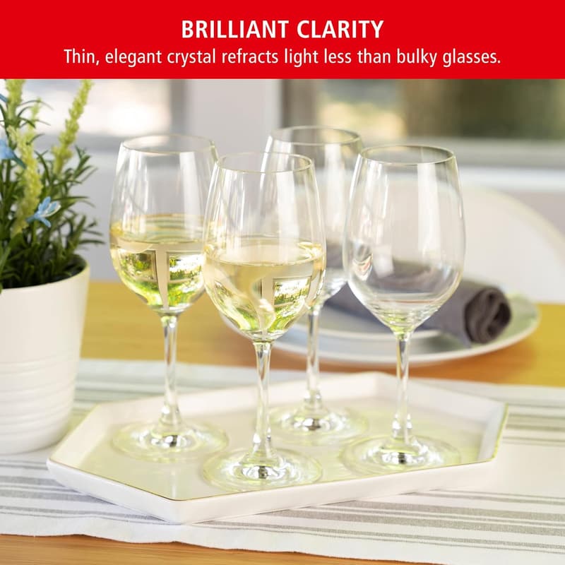 European-Made Lead-Free Crystal White Wine Glass Set of 4