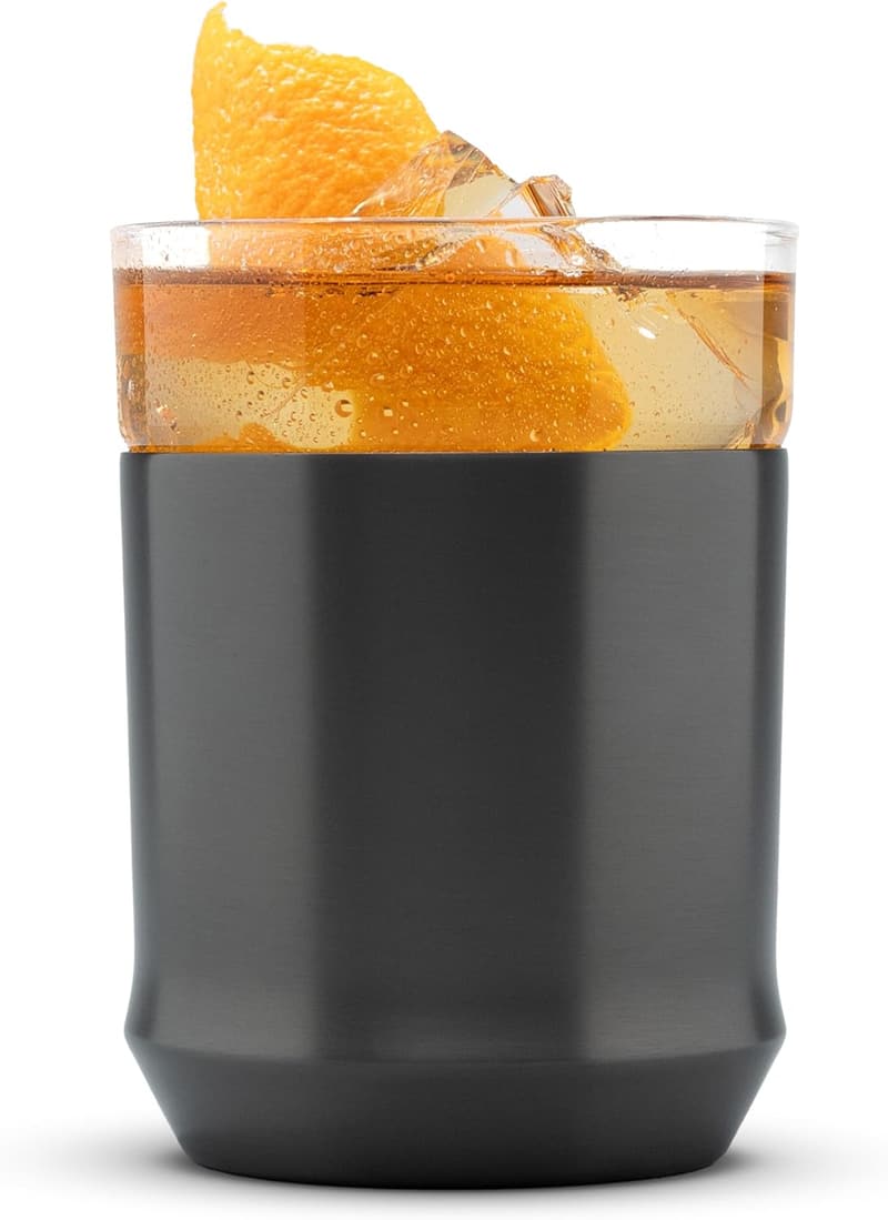 12oz Gunmetal Black Hybrid Cocktail Glass - Insulated Steel Base