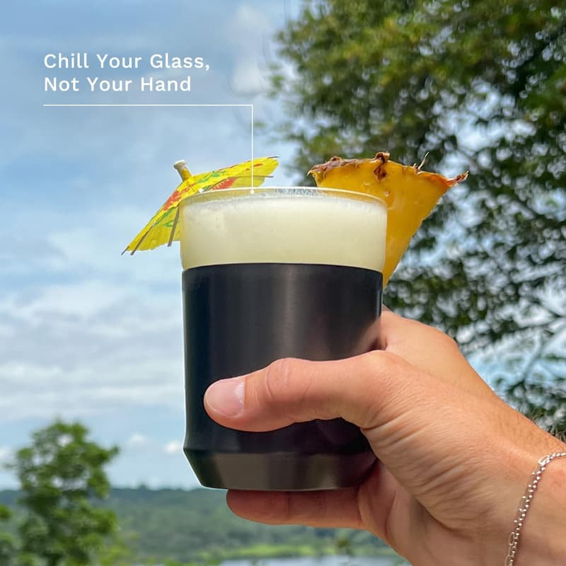 12oz Gunmetal Black Hybrid Cocktail Glass - Insulated Steel Base
