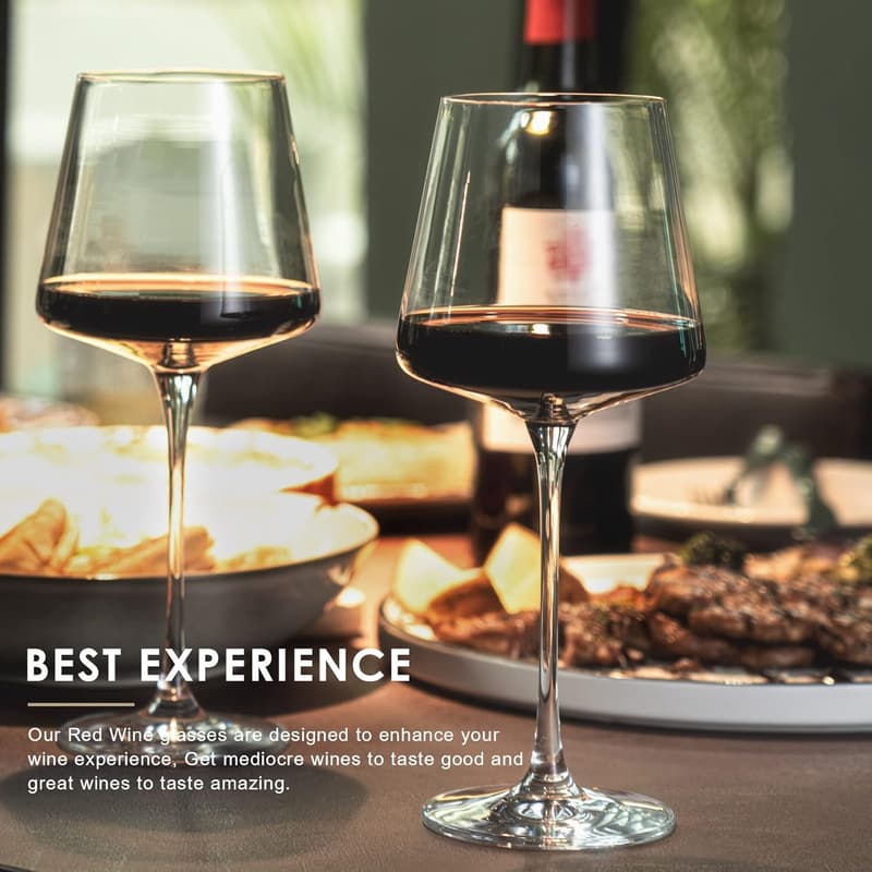 Premium Lead-Free Crystal Wine Glass Set of 6 (18.5 oz)
