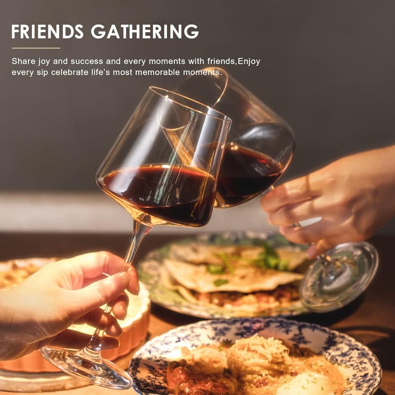 Premium Lead-Free Crystal Wine Glass Set of 6 (18.5 oz)