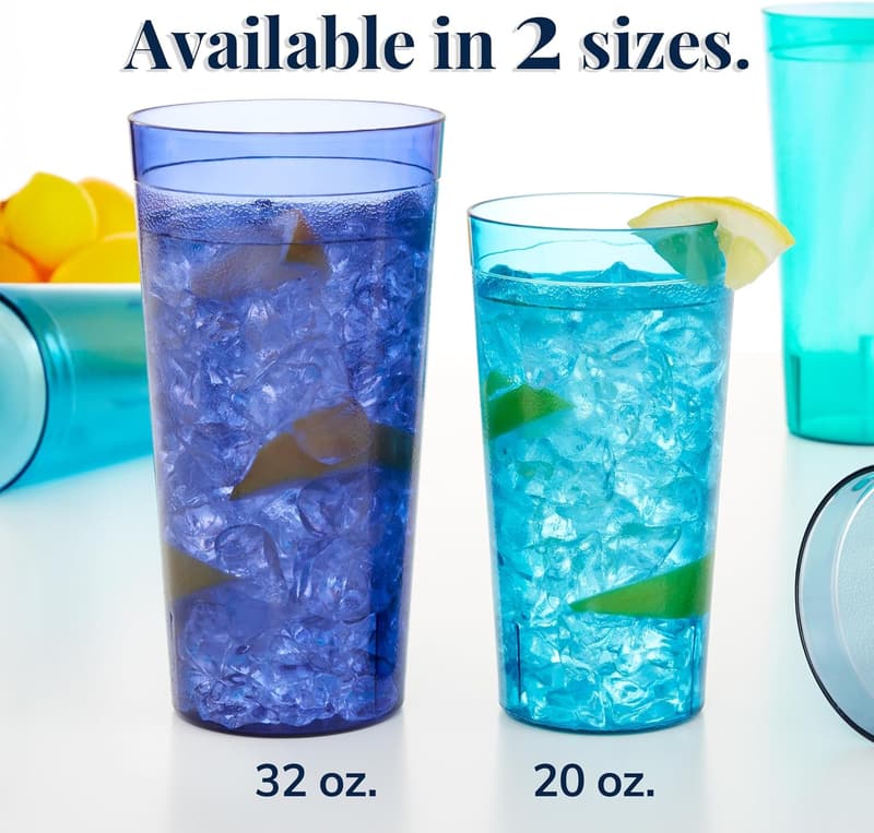 Coastal 32 oz BPA-Free Acrylic Tumblers - Set of 12
