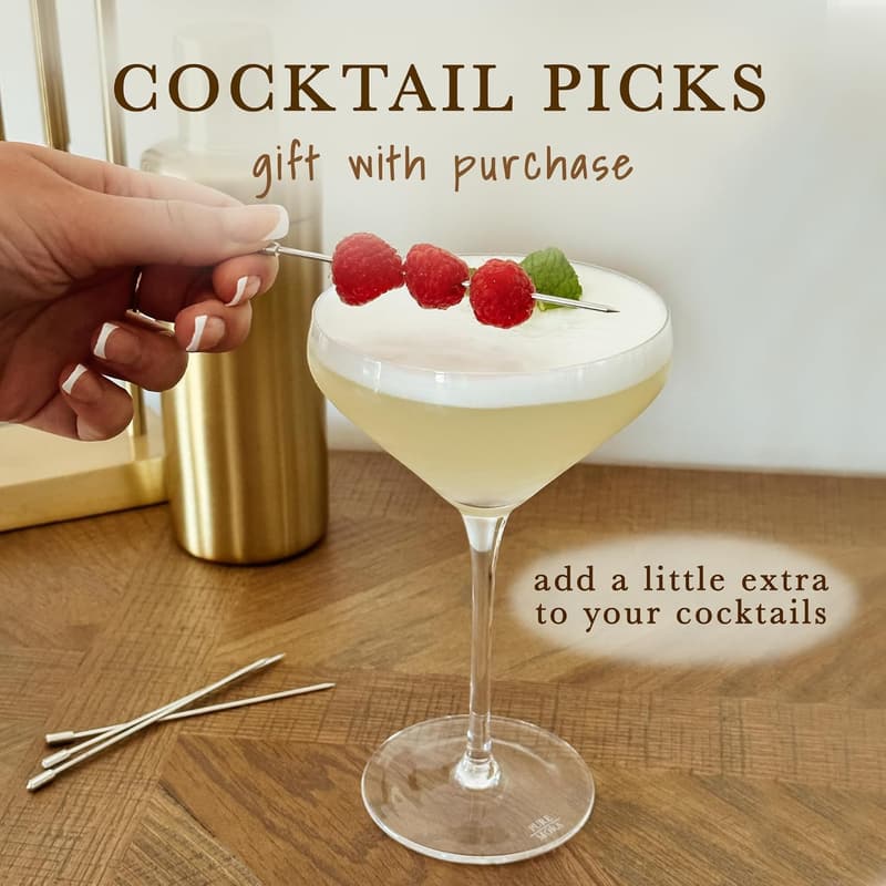 Set of 4 Handblown Crystal Martini Glasses - 8oz