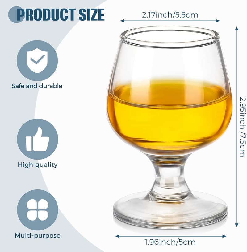 Mini Shot Glass Set - 6 Clear 2 Oz Tasting Glasses for Spirits