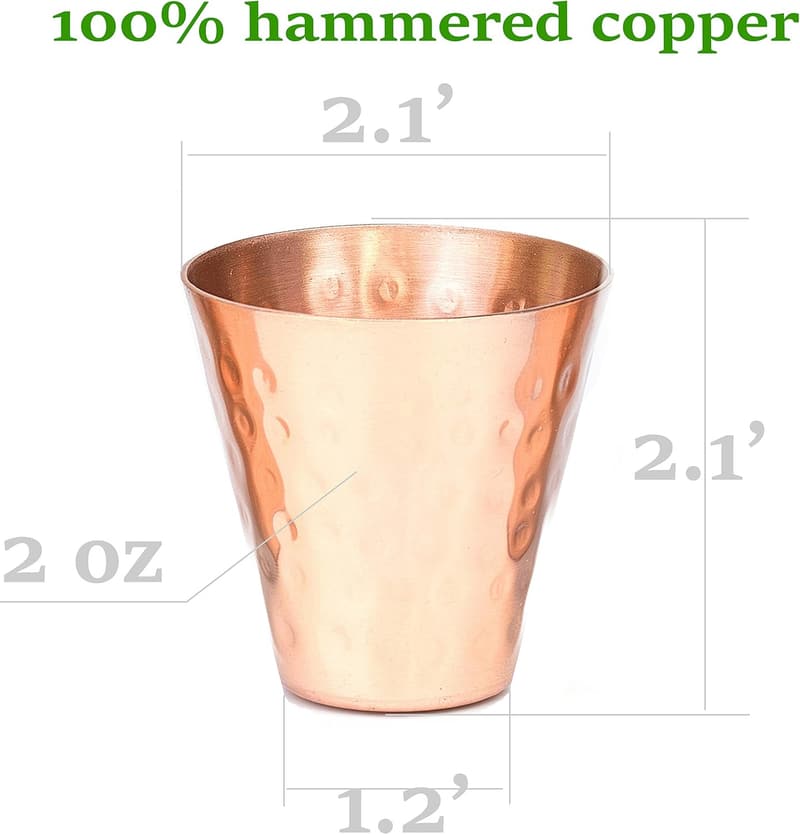 Set of 4 Hammered Copper Shot Glasses for Cold Drinks
