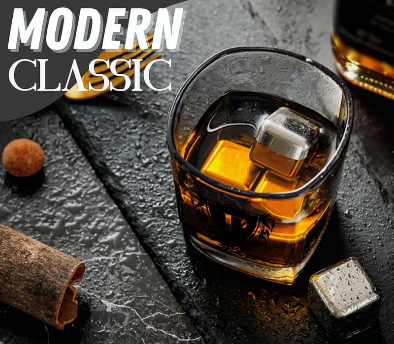 Personalized Whiskey Glass Set with Stones for Father's Day