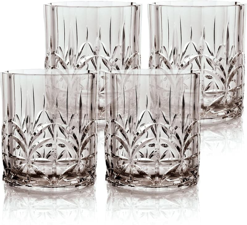 Unbreakable Crystal Cut Tumblers Set - 13oz, BPA Free, Grey
