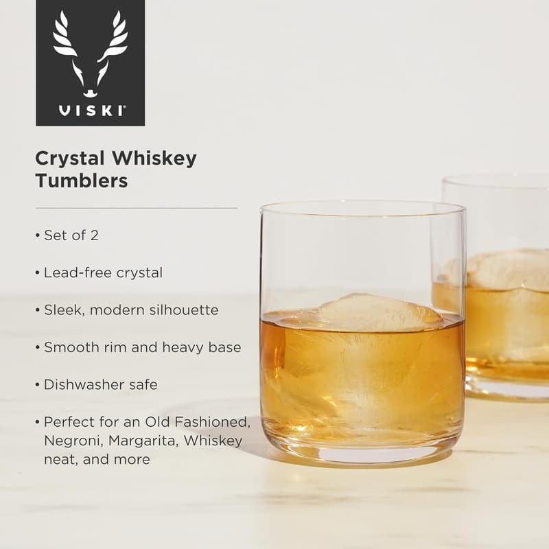 Premium Crystal Whiskey Tumblers Set - 12 oz (Set of 2)
