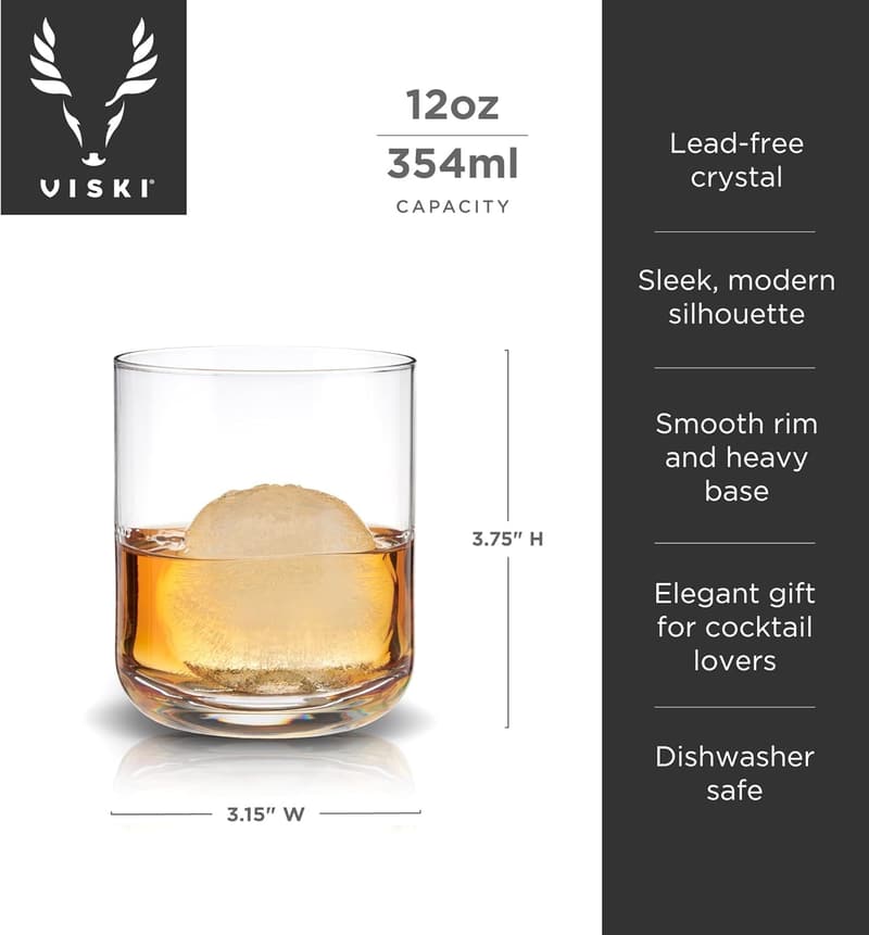 Premium Crystal Whiskey Tumblers Set - 12 oz (Set of 2)