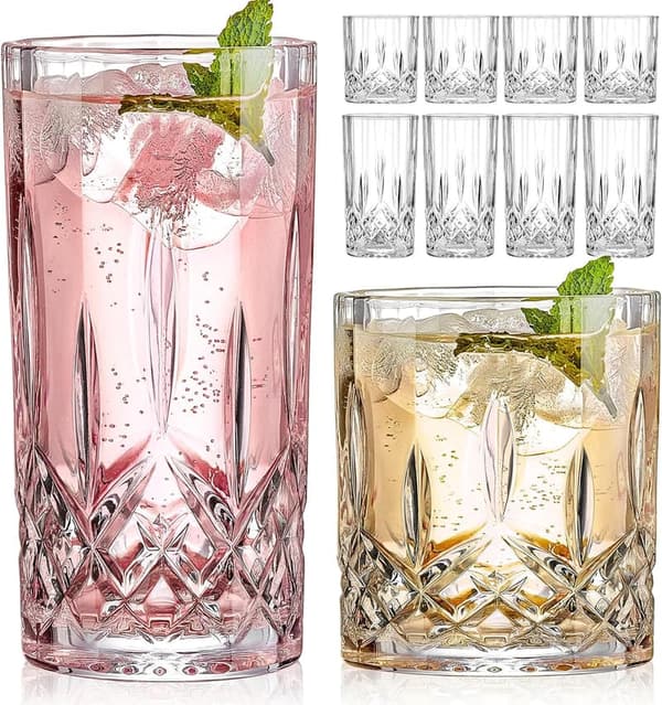 8-Piece Crystal Glassware Set for Cocktails & Whisky